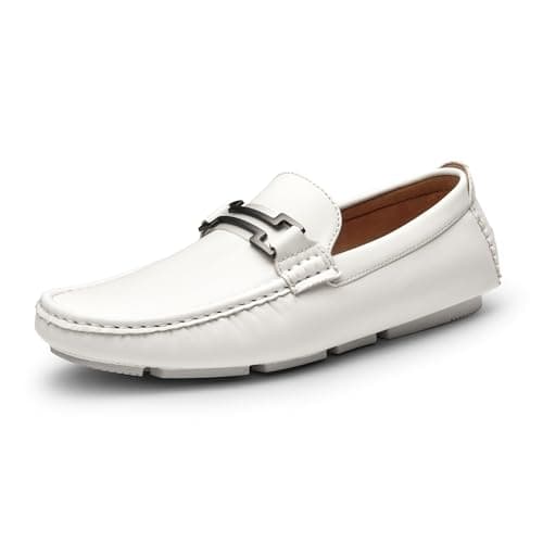 Bruno Marc Men's Driving Penny Loafers Casual Slip-on Moccasins Shoes,Size 7.5,White,HUGH-01