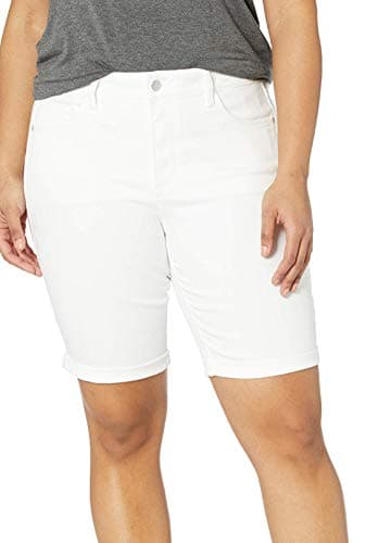NYDJ womens Plus Size Briella Jean With Roll Cuffs | Slimming & Flattering Fit Shorts, Optic White, 18 US