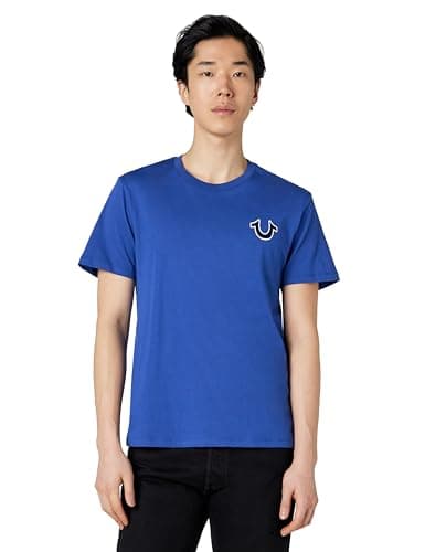 True Religion Men’s Buddha Logo Crew Neck Tee Shirt – T Shirts for Men, Graphic Tees, Cobalt, Medium