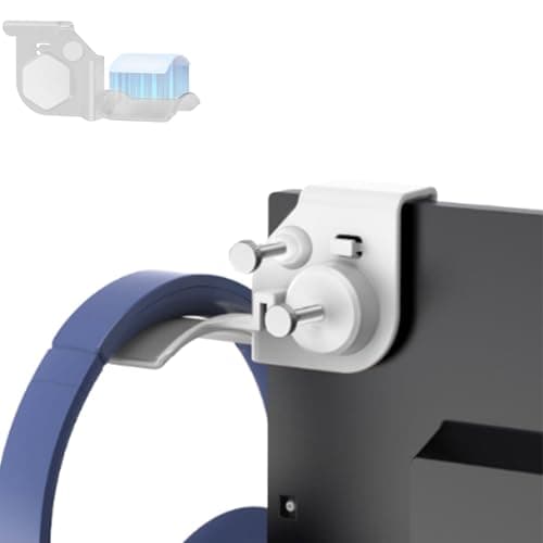Aiivioll Adjustable Monitor Headset Stand, Headphone Holder Hook Hanger, Space-Saving Desk Organizer for Office Gaming & Study, Detachable Headphone Stand for Desk, White