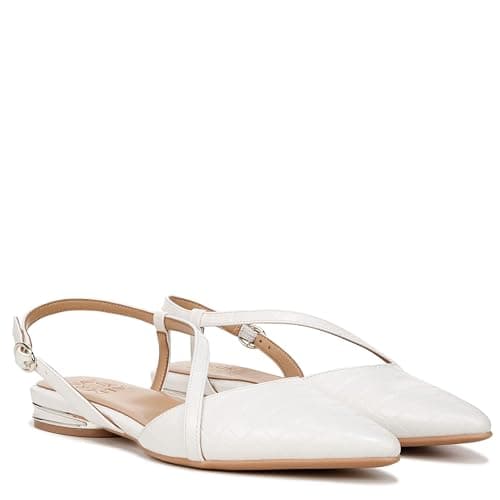 Naturalizer Womens Hawaii Pointed Toe Slingback Flats Warm White Faux Croco 7 M