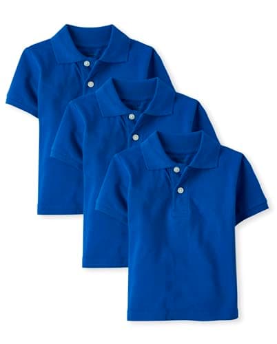 The Children's Place Baby Boy's Multipack Short Sleeve Pique Polos, Renew Blue 3-Pack