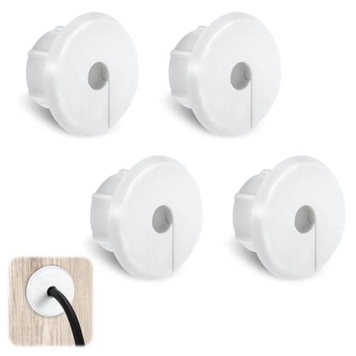 4Pcs Wall Cable Pass Through Grommet, 1'' Plastic Cable Feed Through Bushing, Compatible Wall Hole Cable Routing Kit, Cords Hole Covers Wall Bushing Grommet for Cables Wires Furniture (White)