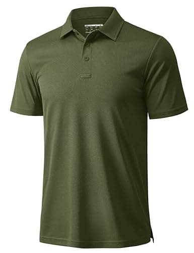 MAGCOMSEN Men's Polo Shirts Short Sleeve Golf Quick Dry Collared Moisture Wicking Athletic Performance Polos Army Green M