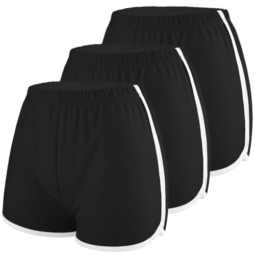 Motarto 3 Pieces Cotton Sports Short Dance Yoga Shorts Elastic Waist Athletic Shorts Running Shorts for Women Black