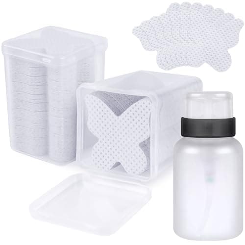 400pcs Nail Cotton Pads 1 Pull-Off Pump-Style Bottle Suitable for Nail Care Wipes, Nail Cleaning Pads, Mascara Extension Glue Cleaning Wipes, and Nail Care Product Sets (White)
