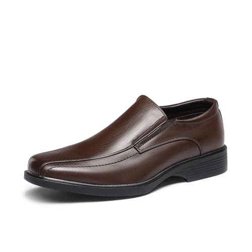 Bruno Marc Men's Square Toe Dress Loafers Shoes,Size 7W,5-Dark Brown,CAMBRIDGEWIDE-05