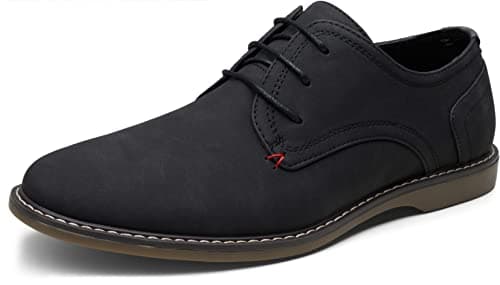Jousen Men's Oxford Suede Business Casual Dress Shoes Plain Toe Oxfords Classic Formal Derby Shoes (AMY615W Black 10.5)