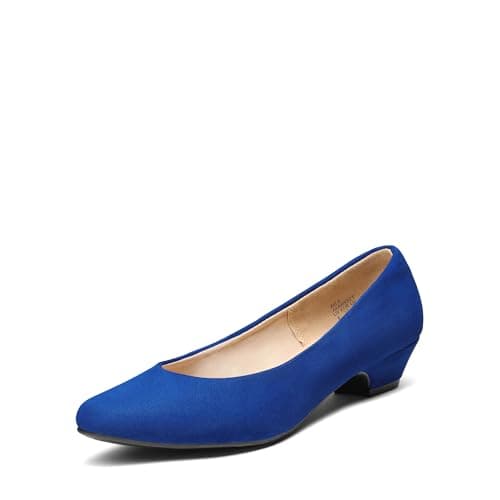 DREAM PAIRS Women's Mila Low Chunky Heel Pump Shoes,Size 5,Royal/Blue,Mila