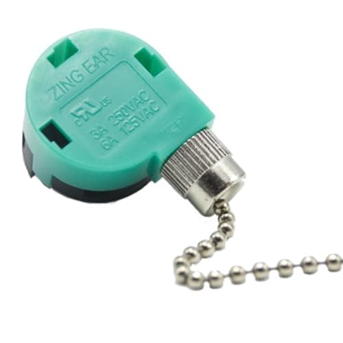 Ceiling Fan Pull Chain Switch, 3-Speed 4-Wire Zing Ear ZE-268S6 Replacement Switch for Hunter, Hampton Bay, Harbor Breeze Ceiling Fans, Easy to Install (1PCS, Nickel)