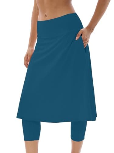 Skorts Skirts with Pockets Modest Skirts 25"-33" Long Knee Length Athletic Skorts Dark Green XL