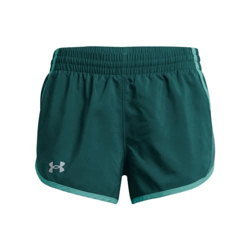 Under Armour Girls' Fly by Shorts, (449) Hydro Teal/Radial Turquoise/Reflective, Small