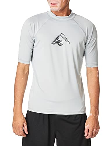 Kanu Surf mens Mercury Upf 50+ Short Sleeve Sun Protective Rashguard Swim Rash Guard Shirt, Abacos Grey, X-Large US