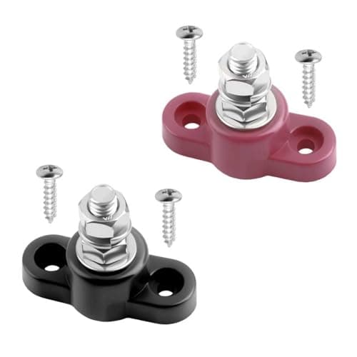 2PCS Power Distribution Block,Single Stud M8 Bus Bar 12V Battery Terminal Distribution Block with Screws,5/16" Negative & Positive Battery Distributions Blocks for Car,Truck,Marine
