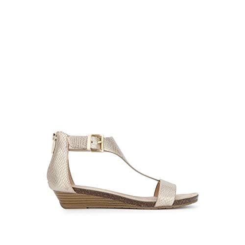 Kenneth Cole REACTION Women's Great Gal T-Strap Wedge Sandal, Soft Gold, 5 M US
