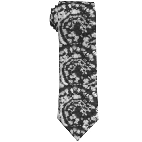 WILL BUDXEG Tie Dye Black White Grey Mens Novelty Necktie Ties Funny Neckties Fashion Neck Ties