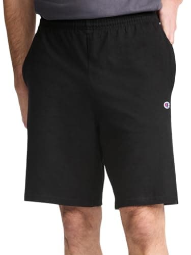 Champion Men's Classic 9-Inch Lounge Shorts, Black, Large