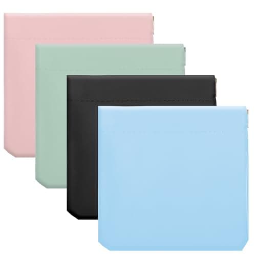 Jeffdad 4Pcs Pocket Cosmetic Bag, Waterproof Portable No Zipper Self-closing Small Makeup Pouch for Women PU Leather Travel Storage bag for Cosmetics Headphones Jewelry