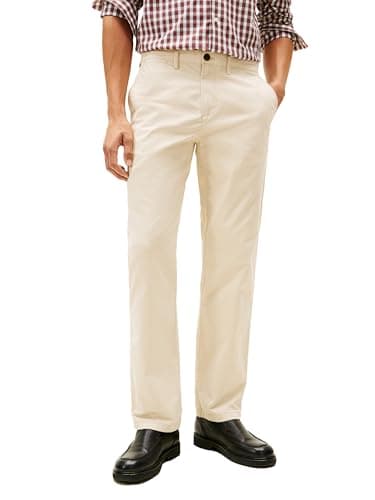Tommy Hilfiger Mens Stretch Chino in Custom Fit Casual Pants, Sand Khaki, 36W x 32L US