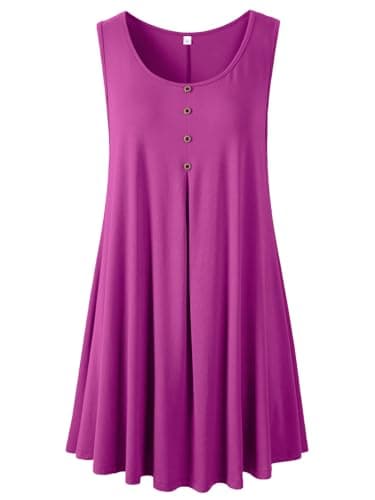 LARACE Womens Tank Tops Plus Size Sleeveless Summer Tunic(Fushia, M)