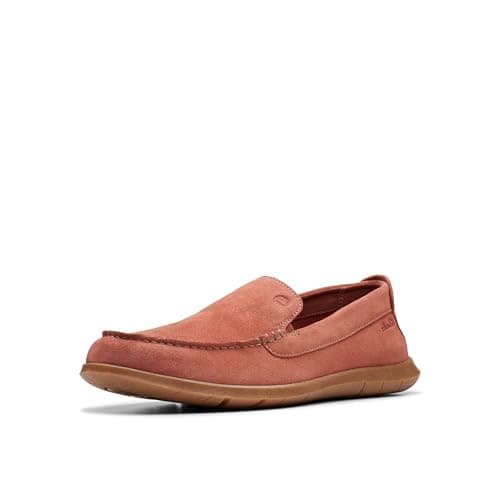 Clarks Collection Men's Flexway Step Moccasin, Red Suede, 9.5 Wide US