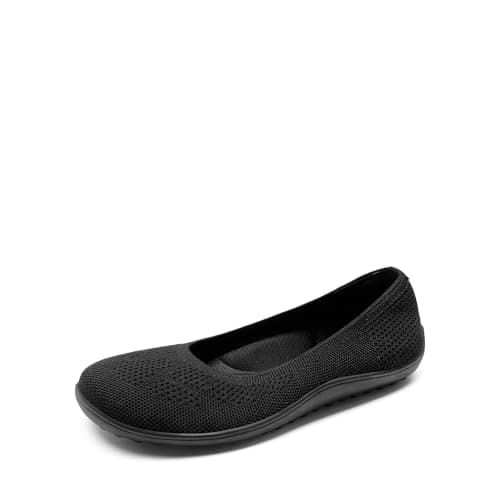 DREAM PAIRS Women's Ballet Flats, Wide Toe Box Knit Arch Support Flats for Women, Comfortable Slip On Dressy Travel Work Shoes,Size 8,Black,DWUMFA2509