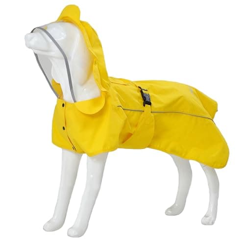 MAMORE Dog Raincoat Waterproof Dog Rain Jacket with Cute Hood for Small Medium Large Dogs Puppy Poncho Reflective Adjustable (Yellow, Small)