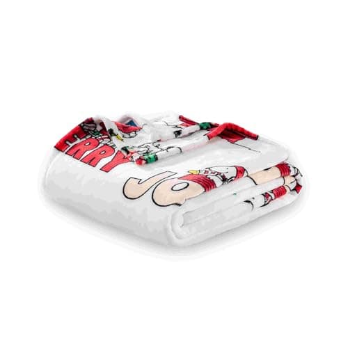 Berkshire Blanket Peanuts® VelvetLoft® Cute Character Snoopy Plush Blanket,Christmas Snowy Scene,Twin 60 in x 90 in (Official Peanuts® Product)