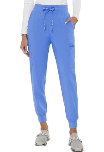 Med Couture Touch Women's Cargo Scrub Jogger Pants with 6 Pockets Ciel XL