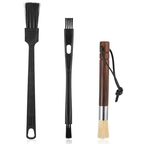 Qianyu 3PCS Coffee Grinder Cleaning Brush Set Professional Espresso Brush Cleaner Tool Wood Handle Espresso Machine Brushes Cleaning Accessories for Barista Home Kitchen Bean