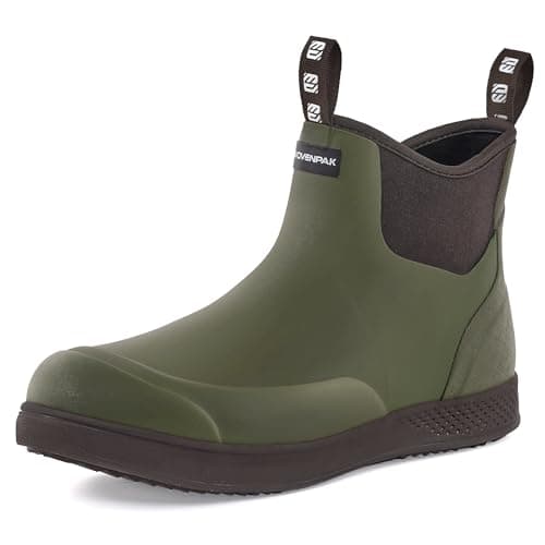 WOVENPAK Deck Boots for Men, Rain Boots Men, Waterproof Fishing Boot, Mens Deck Boots, Anti-slip Rubber Work Ankle Rain Boot Shoes for Outdoor Fishing, Boating, Size 7