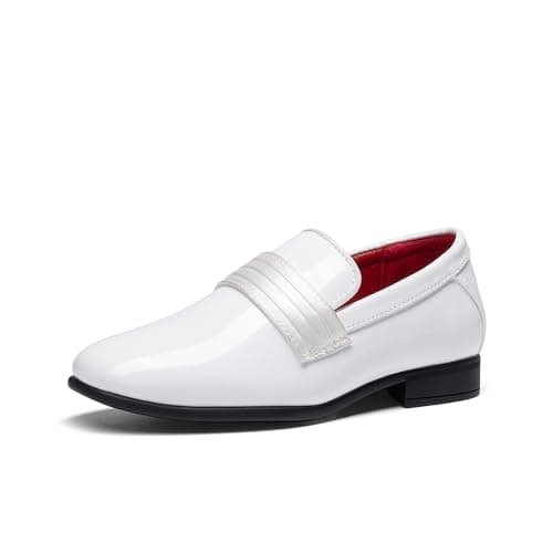 Bruno Marc Boys Dress Shoes Slip-on Loafers Formal Tuxedo Shoes,Size 2 Little Kid,White,SBLS2340K