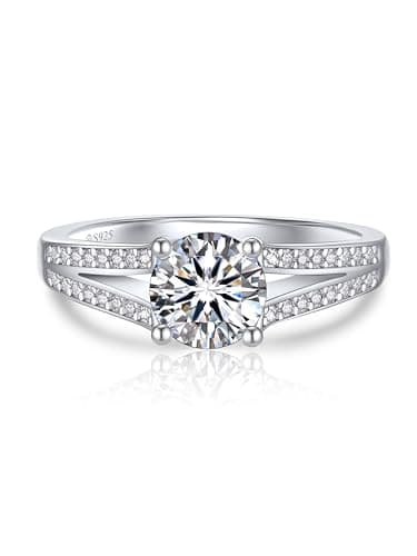MomentWish Promise Rings for Her, Moissanite Engagement Ring for Women,1Carat Simulated Diamond Ring 925 Sterling Silver Accent Rings, Anniversary Statement Ring-Size8.5