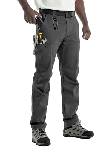 Flyplus Men's Tactical Pants with 8-Pockets Ripstop Grey