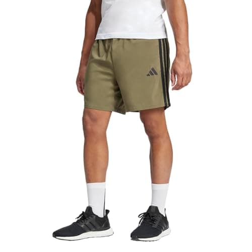 adidas Men's Essentials 3-Stripes Chelsea 7-Inch Sportswear Shorts, Olive Strata/Black, Small/Tall