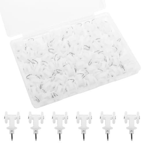 Pocoxll 50 Pcs Plastic Curtain Track Hooks, Curtain Track Glider, Pulley Curtain Tracks Accessories for Window Door Shower Bathroom（Style 2）