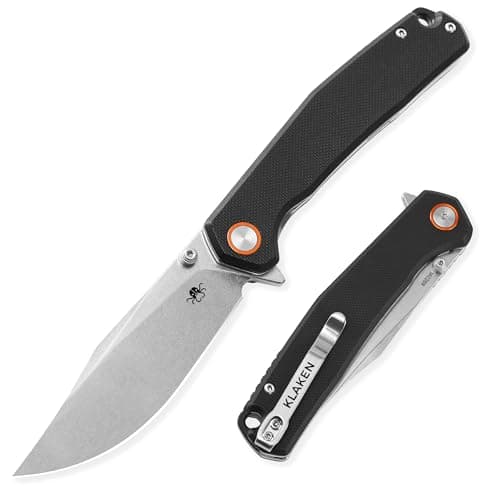 KLAKEN Pocket Knife, Swedish 14C28N Blade Pocket Folding Knife, G10 Handle Folding Pocket Knife for Camping, Hiking, Survival, Outdoor, EDC Clip Knives