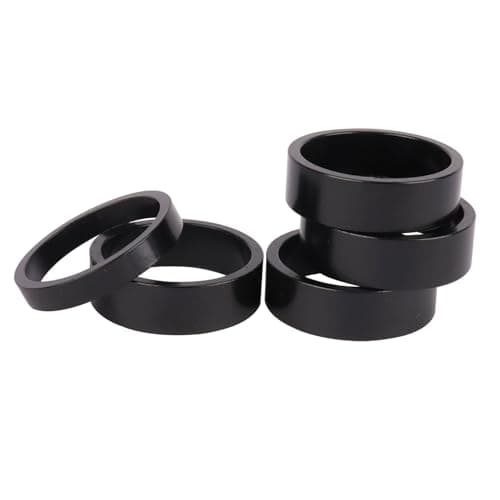 YANRUHFL 5PCS Bike Headset Spacer Aluminium Alloy MTB Road Bike Stem Headset Spacer Fit 1 1/8-Inch Stem 5mm/10mm (Black)
