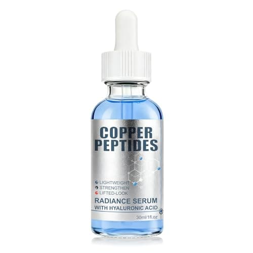 GHK-Cu Copper Peptide Facial Serum with Hyaluronic Acid, Lightweight Deep Hydration Face Serum, Smooth & Plumping Feel