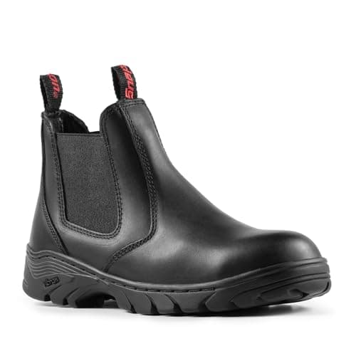 Defencas Men's 6" Steel Toe Slip-On Chelsea Work Boots, Slip Resistant