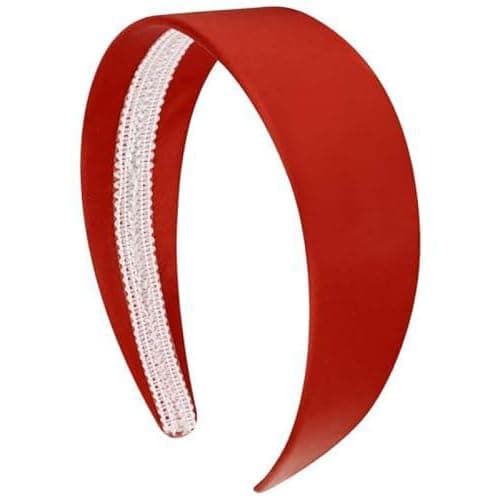 Litwlly Wide Headband 70s Thick Headbands Fashion Satin Head Bands Non Slip Hair Accessoriesfor Women Girls (Red)