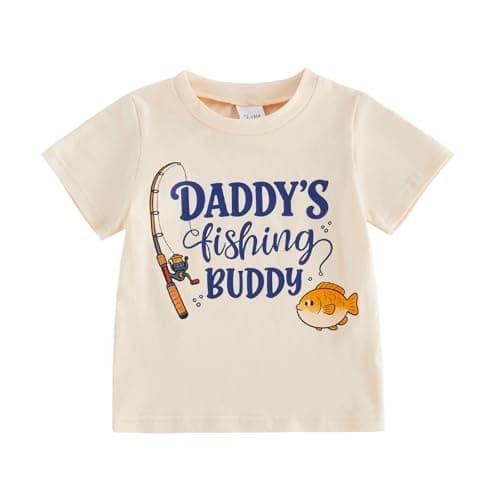 Kaipiclos Toddler Boy Shirts 12 18 24 Month 2T 3T 4T 5T Boys Shirts Clothes Short Sleeve Shirt Fishing Outfit Summer KidsTee (Beige, 18-24 Months)