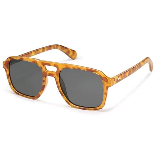 SOJOS Retro Aviator Polarized Sunglasses For Women Men Womens Oversized Thick Square Vintage 70s Sun Glasses SJ2330,Yellow Tortoise Grey