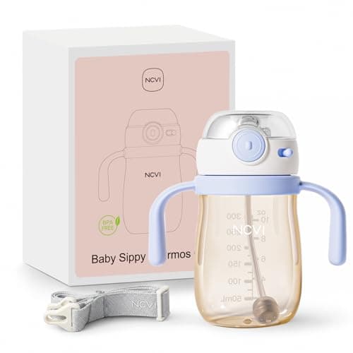 NCVI PPSU Spill-Proof Baby Straw Cup, Lightweight with Weighted Straw