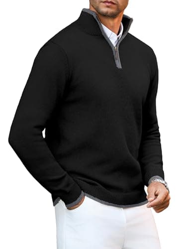 Arcciit Men's Quarter Zip Pullover Sweater Lightweight Casual Knit Sweaters