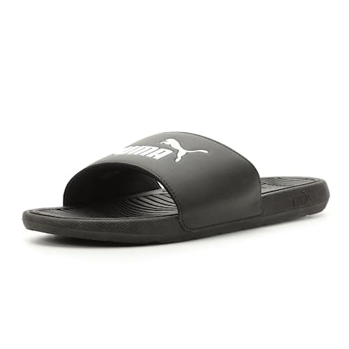 PUMA Men's COOL CAT 2.0 Slide Sandals, Puma Black-Puma White, 10