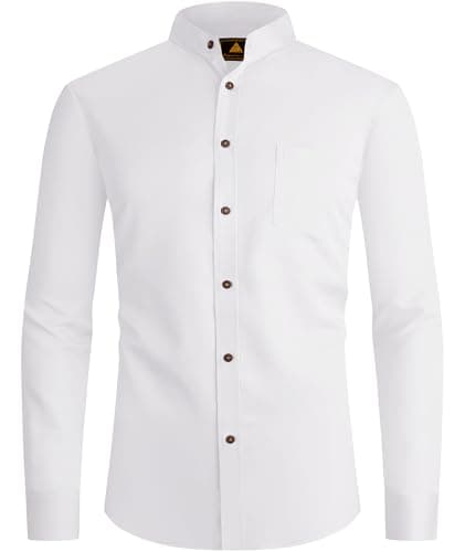 SWISSWELL Mandarin Collar Dress Shirt for Men Clergy Shirt Collarless Button Down Business Casual Shirts