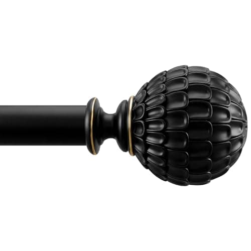 Ycolnaefllr Black Pinecone Curtain Rod, Farmhouse Heavy Duty, Fits 18-64"