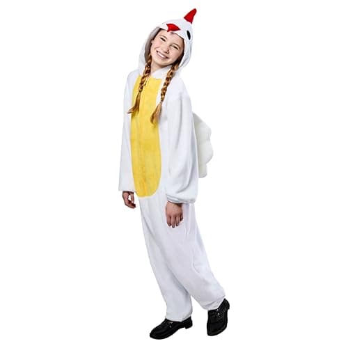 Rubies Comfywear Hooded Jumpsuit for Kids, Unisex Kids Costume, Chicken, Large-XL