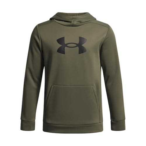 Under Armour Boys' Armour Fleece Big Logo Hoodie, (391) Marine OD Green / / Black, X-Small